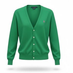 Vintage ralph lauren kelly green cardigan